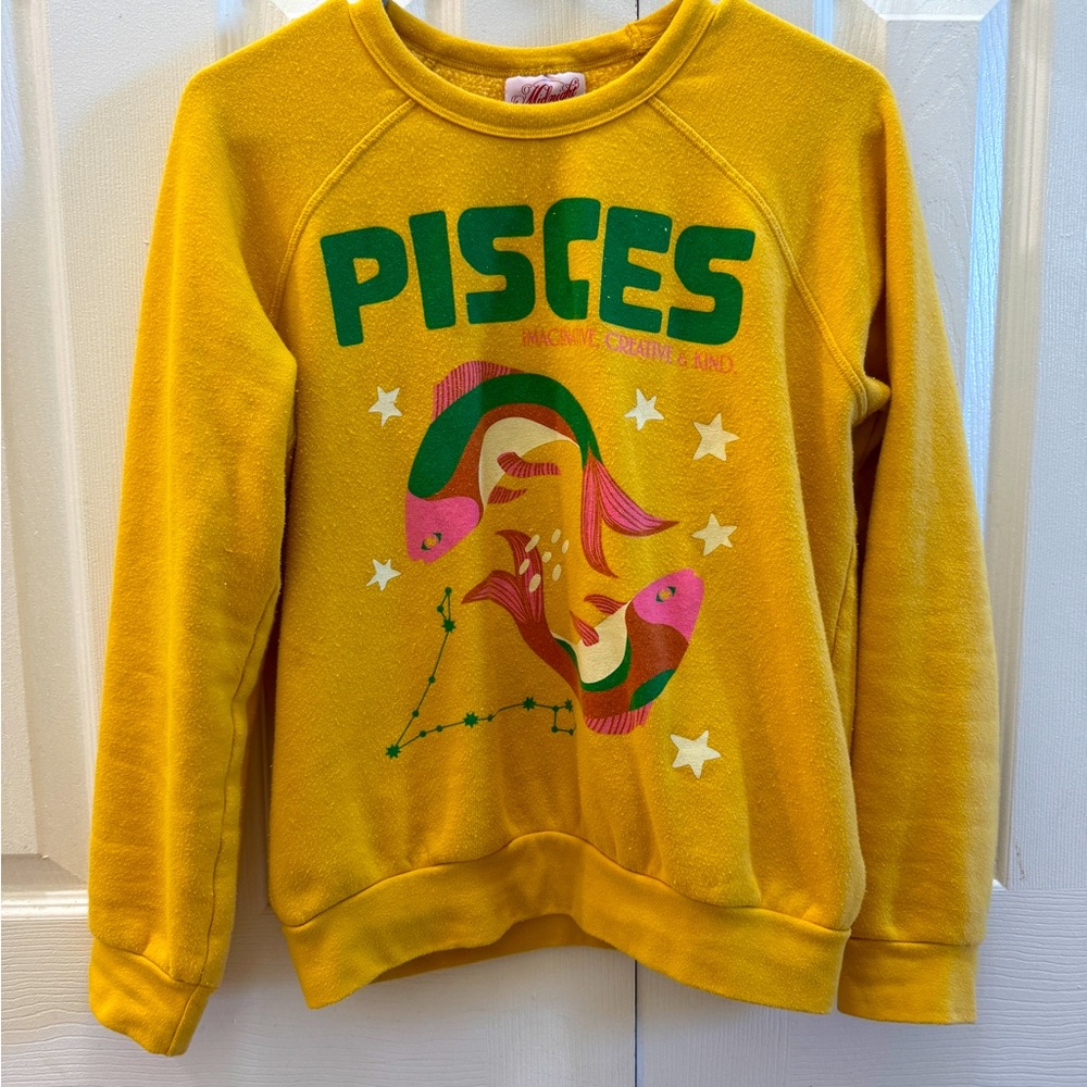 Anthropologie Yellow Pisces Graphic Sweatshirt